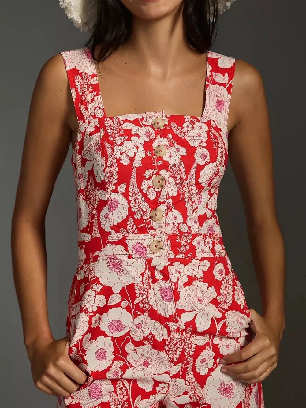 Maeve by Anthropologie - The Colette Red Floral Jumpsuit - Picture 2 of 8